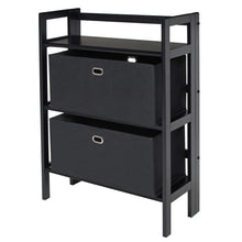 Load image into Gallery viewer, Winsome Wood Torino 3-Pc Foldable Shelf with 2 Foldable Wide Fabric Baskets in Black