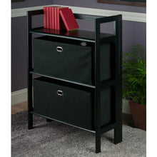 Load image into Gallery viewer, Winsome Wood Torino 3-Pc Foldable Shelf with 2 Foldable Wide Fabric Baskets in Black