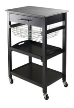 Load image into Gallery viewer, Winsome Wood Julia Utility Kitchen Cart, Granite Top in Black 