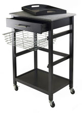 Load image into Gallery viewer, Winsome Wood Julia Utility Kitchen Cart, Granite Top in Black 