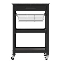 Load image into Gallery viewer, Winsome Wood Julia Utility Kitchen Cart, Granite Top in Black 