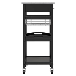 Winsome Wood Julia Utility Kitchen Cart, Granite Top in Black 