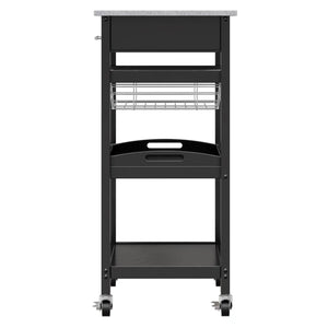 Winsome Wood Julia Utility Kitchen Cart, Granite Top in Black 