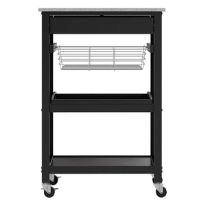 Winsome Wood Julia Utility Kitchen Cart, Granite Top in Black 