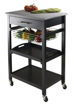 Load image into Gallery viewer, Winsome Wood Julia Utility Kitchen Cart, Granite Top in Black 