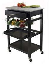 Load image into Gallery viewer, Winsome Wood Julia Utility Kitchen Cart, Granite Top in Black 