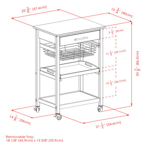 Winsome Wood Julia Utility Kitchen Cart, Granite Top in Black 