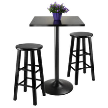 Load image into Gallery viewer, Winsome Wood Obsidian 3-Pc Square Pub Table and Round Seat Counter Stools in Black