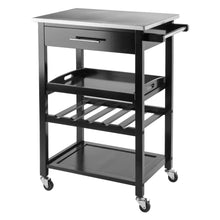 Load image into Gallery viewer, Winsome Wood Anthony Utility Kitchen Cart, Stainless Steel Top in Black