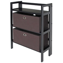 Load image into Gallery viewer, Winsome Wood Torino 3-Pc Foldable Shelf with 2 Foldable Wide Fabric Baskets in Black and Chocolate