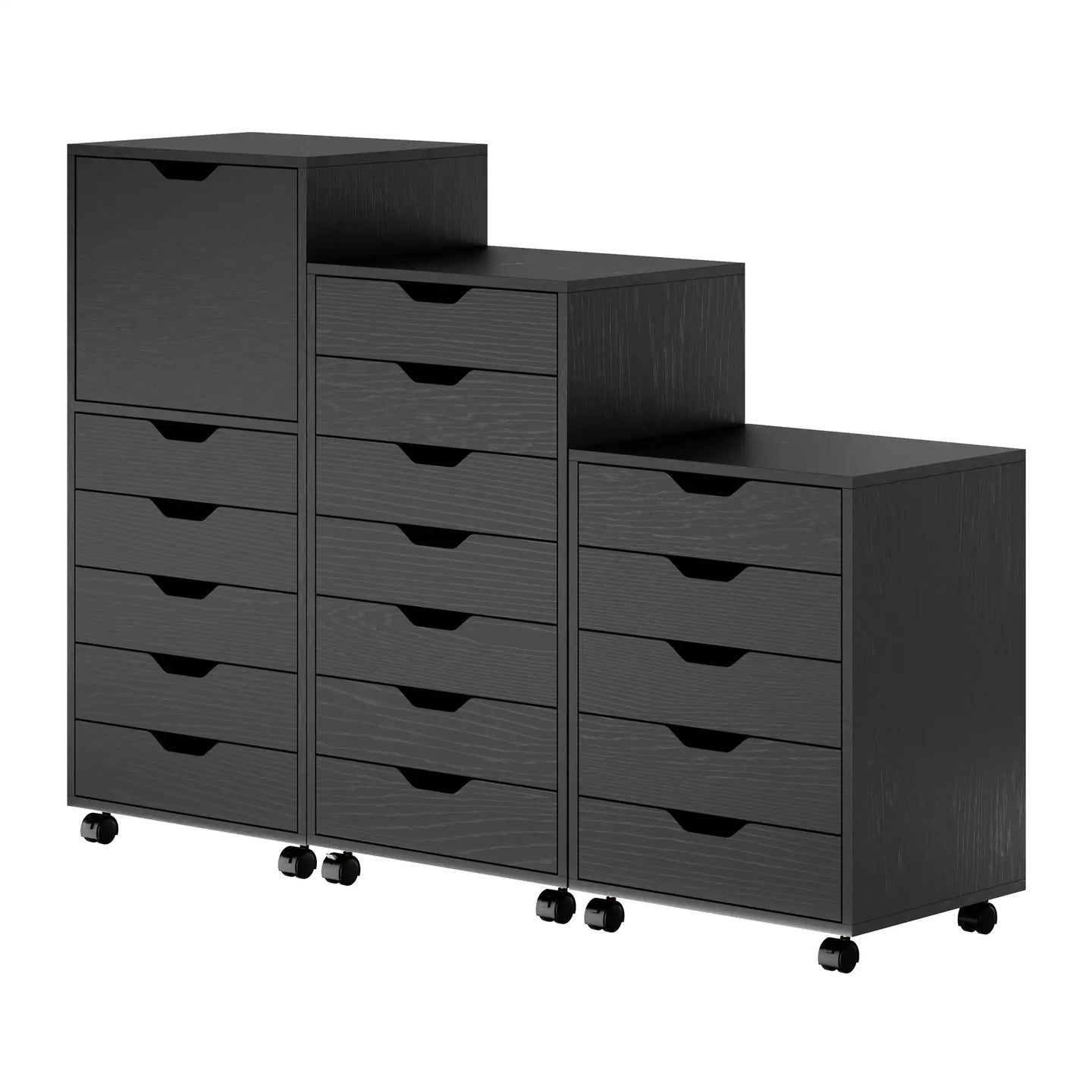 Winsome Wood Halifax 3-Pc Multi-Drawer Storage Cabinet Set in Black