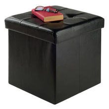 Load image into Gallery viewer, Winsome Wood Ashford Square Storage Ottoman in Black 