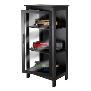 Winsome Wood Wood Poppy Display Cabinet, Glass Door in Black