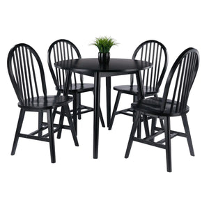 Winsome Wood Moreno 5-Pc Drop Leaf Dining Table with Windsor Chairs in Black