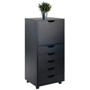 Winsome Wood Halifax Tall Storage Cabinet, 5-Drawer in Black