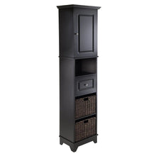 Load image into Gallery viewer, Winsome Wood Wyatt 3-Pc Storage Cabinet with 2 Foldable Corn Husk Baskets in Black and Chocolate