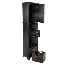 Load image into Gallery viewer, Winsome Wood Wyatt 3-Pc Storage Cabinet with 2 Foldable Corn Husk Baskets in Black and Chocolate