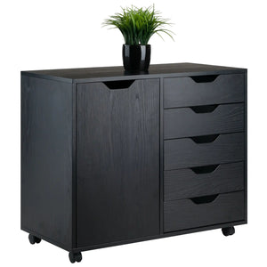 Winsome Wood Halifax Wide Storage Cabinet, 5-Drawer in Black 