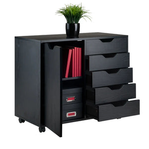 Winsome Wood Halifax Wide Storage Cabinet, 5-Drawer in Black 