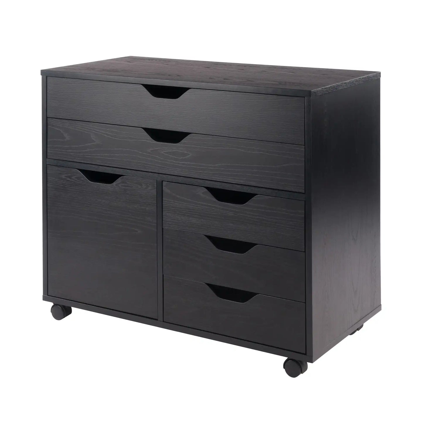 Winsome Wood Halifax Wide Storage Cabinet, 3-Small & 2-Wide Drawers in Black