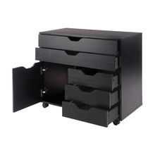 Load image into Gallery viewer, Winsome Wood Halifax Wide Storage Cabinet, 3-Small &amp; 2-Wide Drawers in Black