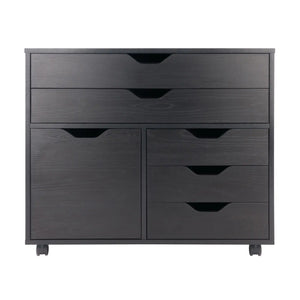 Winsome Wood Halifax Wide Storage Cabinet, 3-Small & 2-Wide Drawers in Black