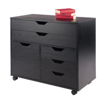 Load image into Gallery viewer, Winsome Wood Halifax Wide Storage Cabinet, 3-Small &amp; 2-Wide Drawers in Black