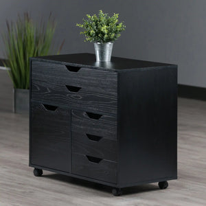 Winsome Wood Halifax Wide Storage Cabinet, 3-Small & 2-Wide Drawers in Black