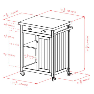 Winsome Wood Timber Kitchen Cart in Black