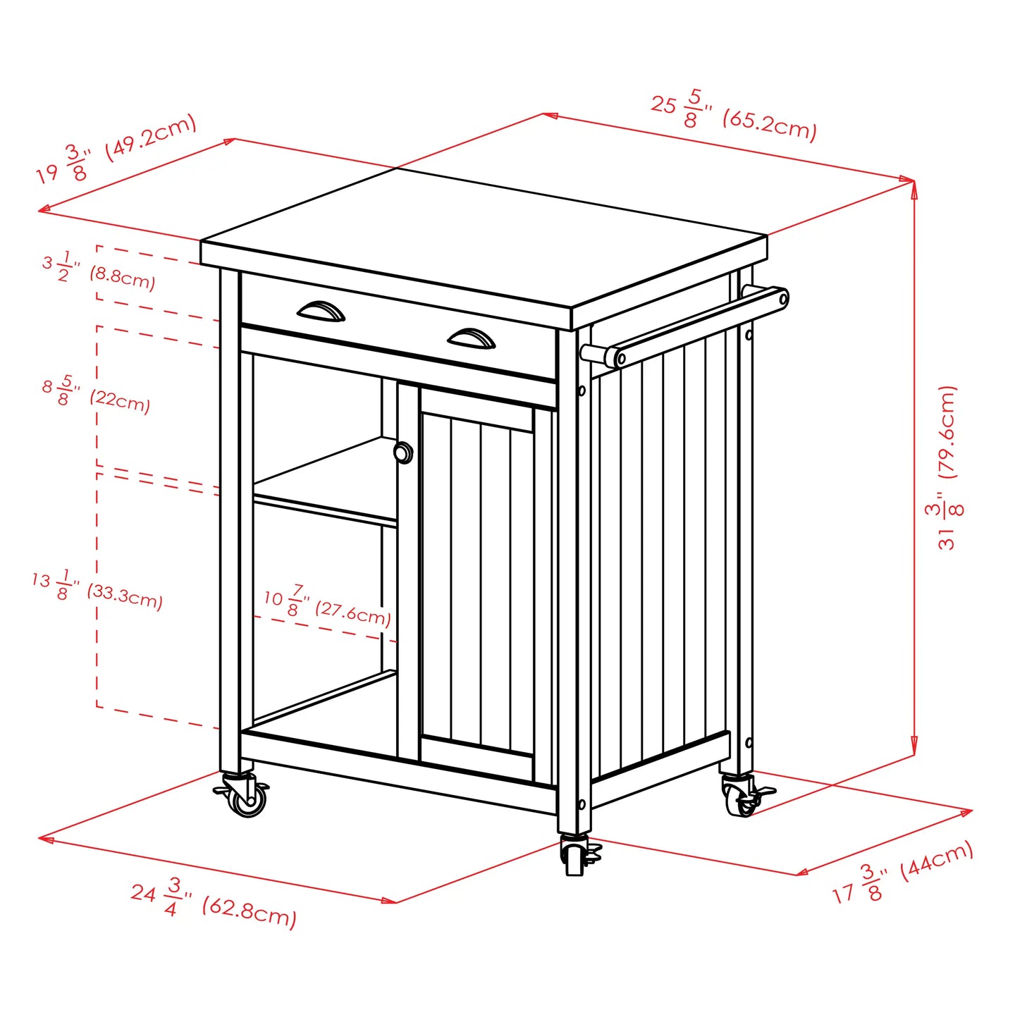 Winsome Wood Timber Kitchen Cart in Black