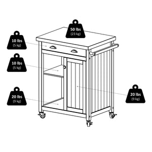 Winsome Wood Timber Kitchen Cart in Black