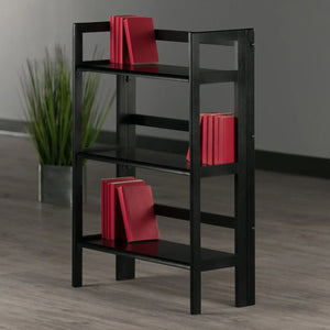 Winsome Wood Terry 3-Tier Foldable Shelf, Stackable in Black 