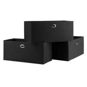 Winsome Wood Torino 3-Pc Foldable Fabric Basket Set in Black