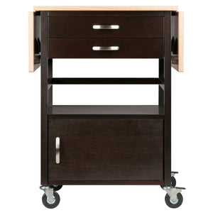 Winsome Wood Bellini Drop Leaf Kitchen Cart in Coffee and Natural