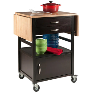 Winsome Wood Bellini Drop Leaf Kitchen Cart in Coffee and Natural