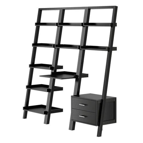 Winsome Wood Bellamy 3-Pc Leaning Desk & Shelf Set in Black