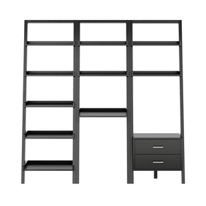 Winsome Wood Bellamy 3-Pc Leaning Desk & Shelf Set in Black