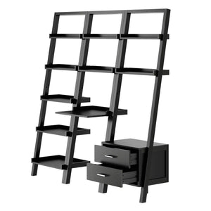 Winsome Wood Bellamy 3-Pc Leaning Desk & Shelf Set in Black