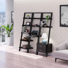 Load image into Gallery viewer, Winsome Wood Bellamy 3-Pc Leaning Desk &amp; Shelf Set in Black