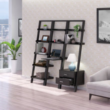 Load image into Gallery viewer, Winsome Wood Bellamy 3-Pc Leaning Desk &amp; Shelf Set in Black