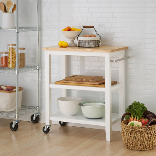 TRINITY Wood Kitchen Cart | White