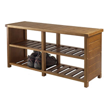 Load image into Gallery viewer, Winsome Wood Keystone Bench, 2-Tier Shoe Storage in Teak