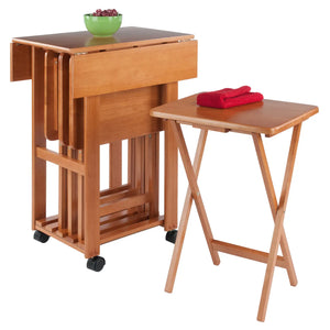 Winsome Wood Sophia 5-Pc Snack Table Set, Drop Leaf Top in Teak