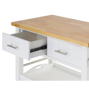 Kitchen Cart with Drawers & Tray | White