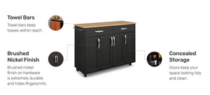 Homestyles Storage Plus Black Kitchen Cart