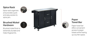 Homestyles Dolly Madison Black Kitchen Cart