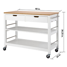 Load image into Gallery viewer, TRINITY Kitchen Island with Drawers | White &amp; Bamboo