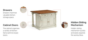 Homestyles Monarch Off-White Kitchen Island