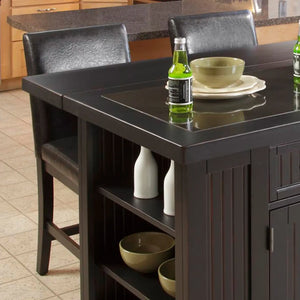 Homestyles Nantucket Black 3 Piece Kitchen Island Set