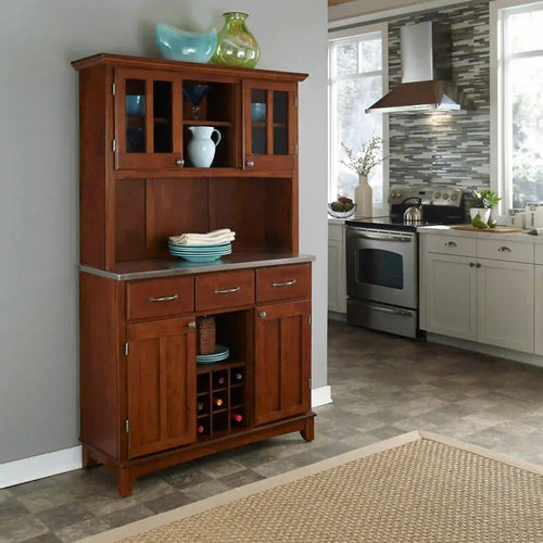 Homestyles Buffet of Buffets Brown Buffet with Hutch
